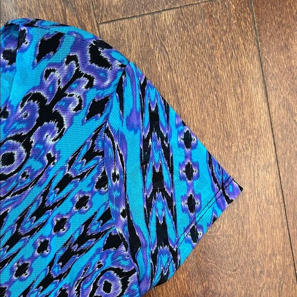 Vintage 90s Mesh INC Women's Vibrant Blue and Purple Blouse, Size Medium - Picture 3 of 14